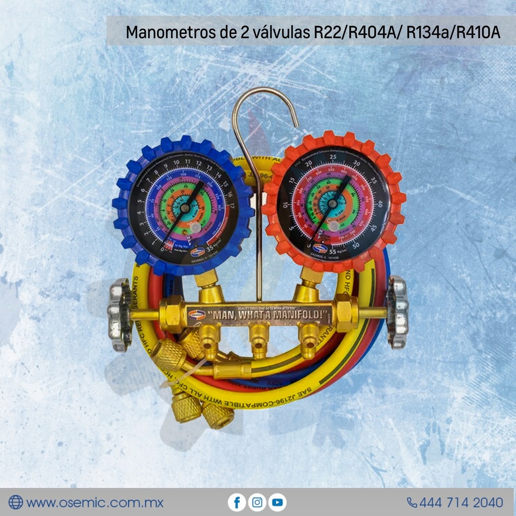 Manometros de 2 válvulas R22/R404A/ R134a/R410A