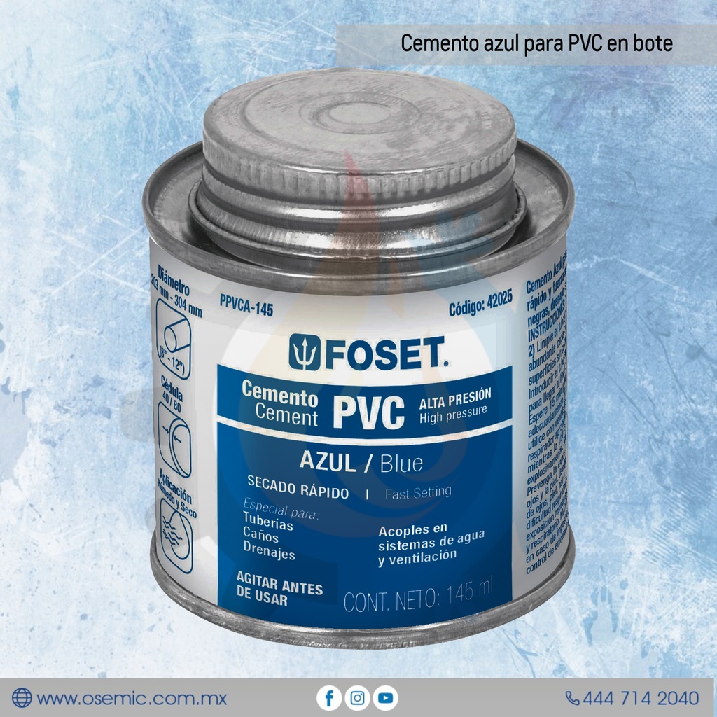 Cemento azul para PVC en bote