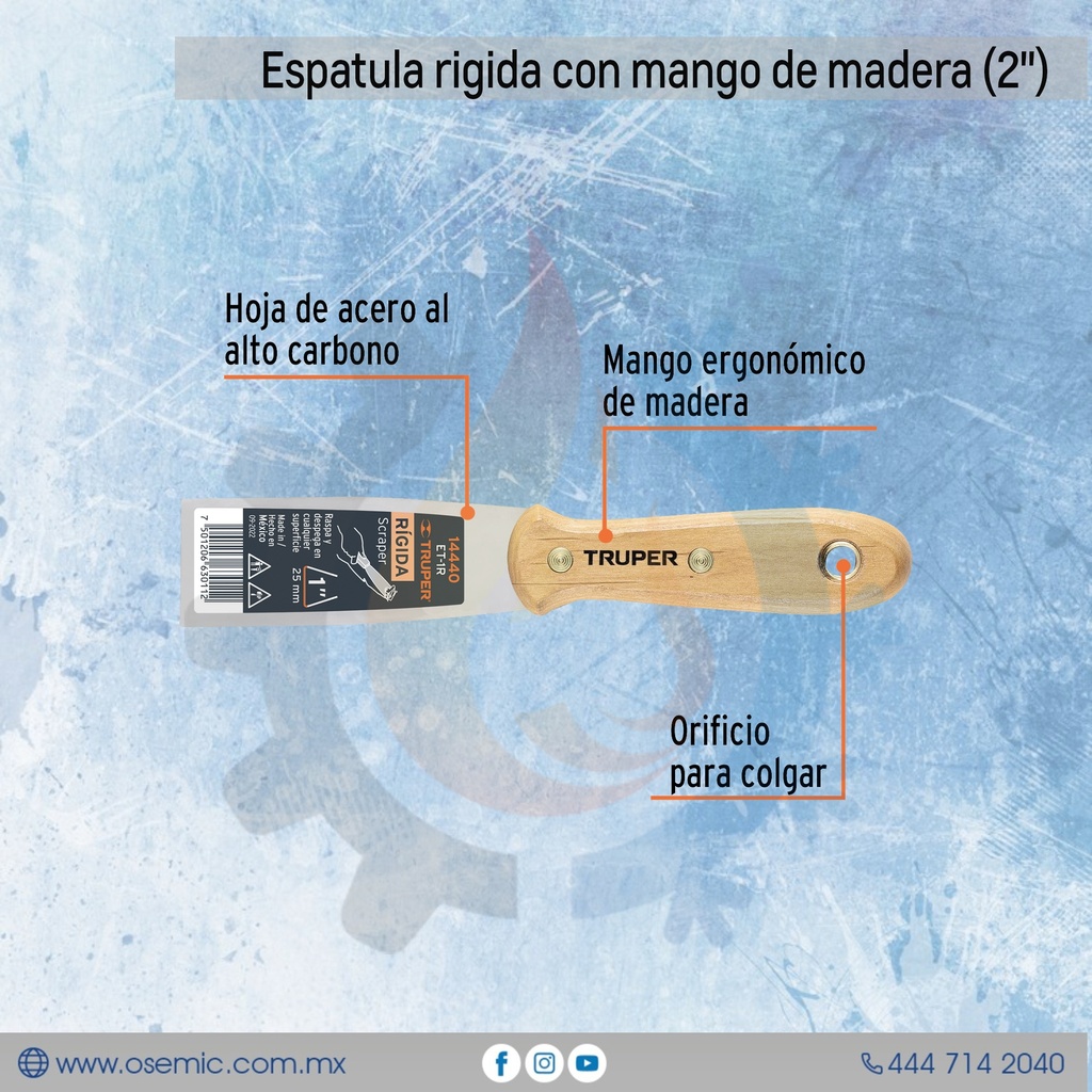 Espatula rigida con mango de madera 