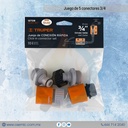 Juego de 5 conectores 3/4 rapidos de ABS, sistema click 