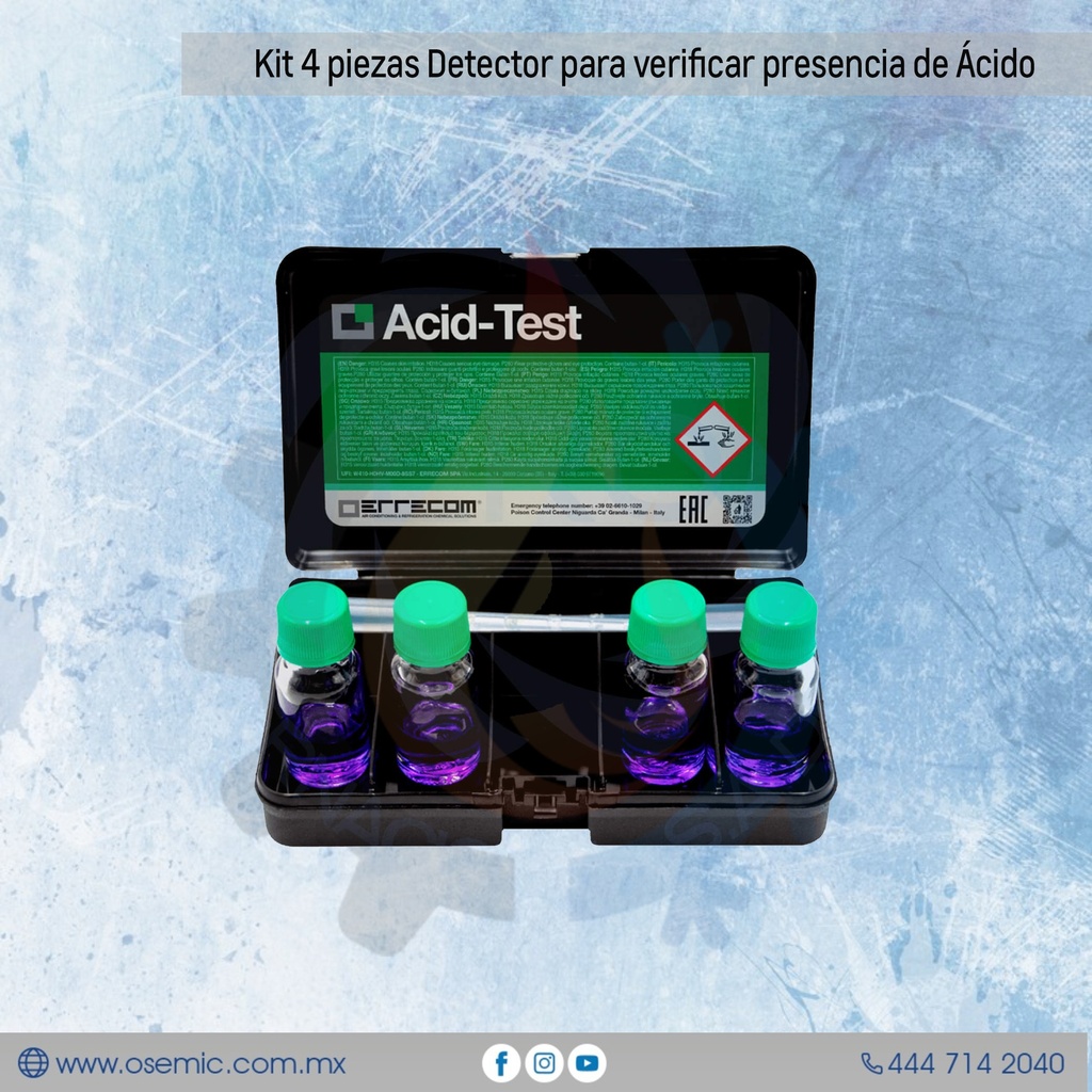 Kit 4 piezas Detector para verificar presencia de Ácido
