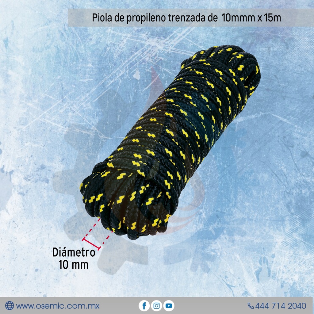 Piola de polipropileno trenzada de 10mmm x15 m