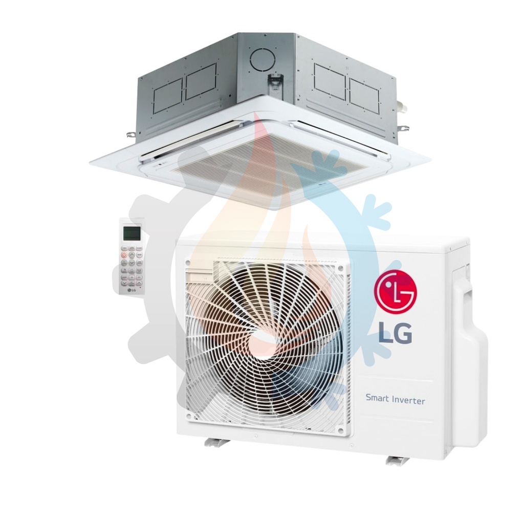 Aire Acondicionado tipo cassette LG Inverter frio/calor de 3TR a 220/1/60 volts hasta SEER19, Fácil monitoreo y diagnóstico .