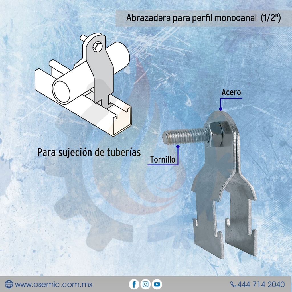 Abrazadera para perfil monocanal 