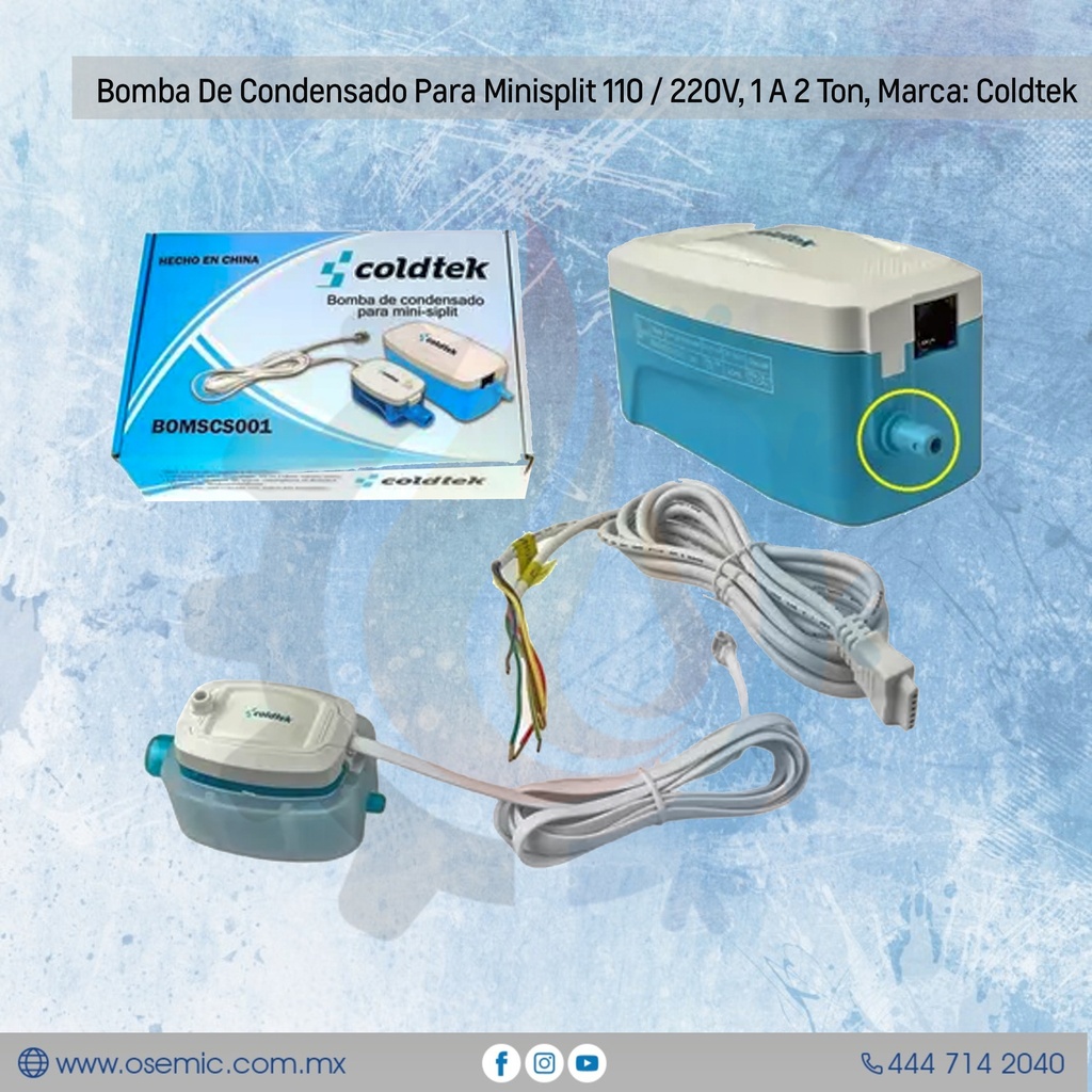 Bomba De Condensado Para Minisplit 110 / 220V, 1 A 2 Ton, Marca: Coldtek