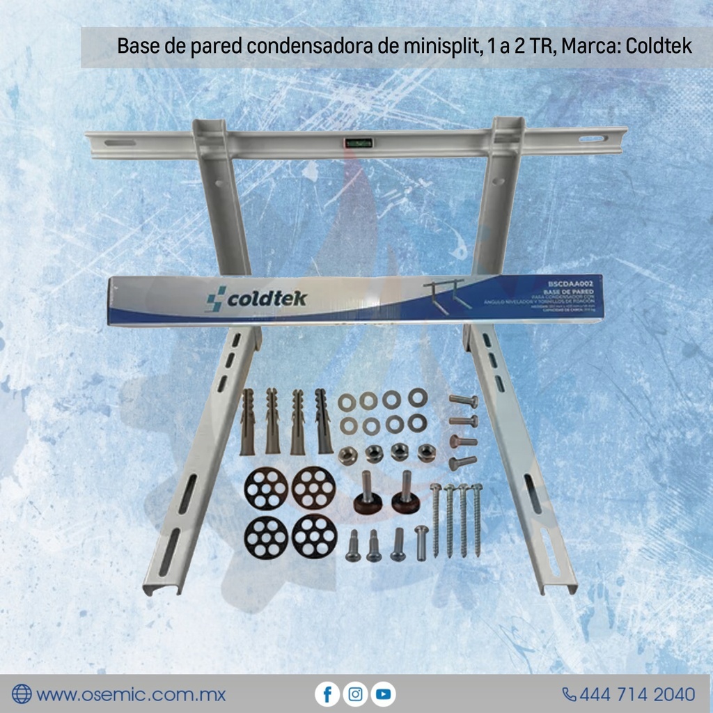 Base de pared condensadora de minisplit, 1 a 2 TR, Marca: Coldtek