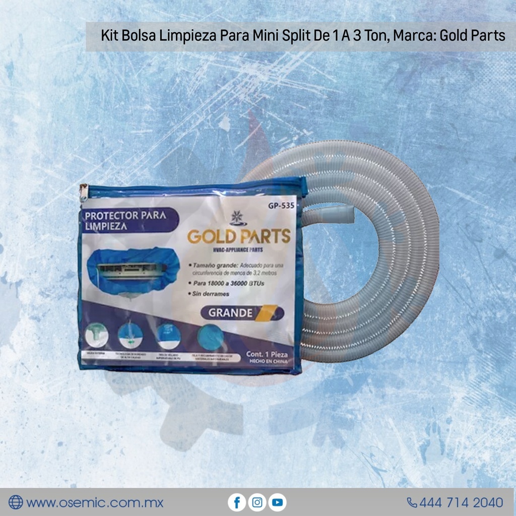 Kit Bolsa Limpieza Para Mini Split De 1 A 3 Ton, Marca: Gold Parts