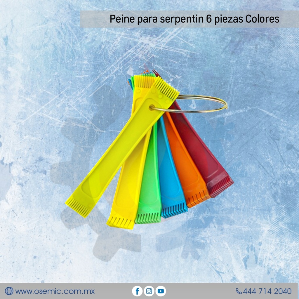 Peine para serpentin 6 piezas Colores