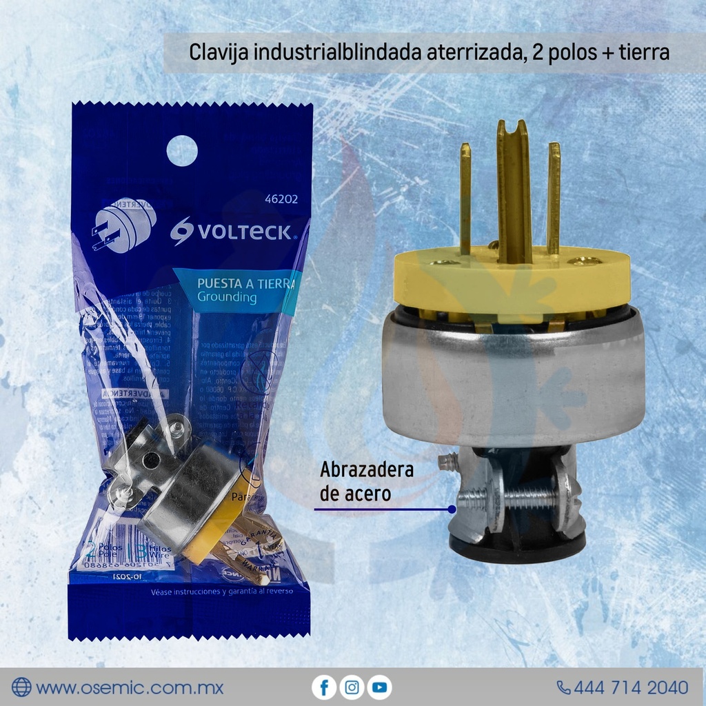 Clavija industrialblindada aterrizada, 2 polos + tierra
