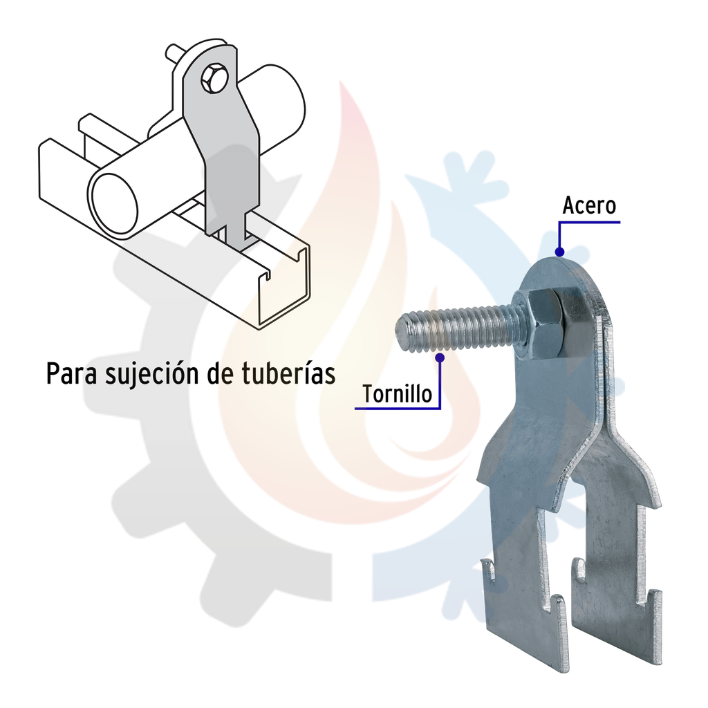 Abrazadera para perfil monocanal 