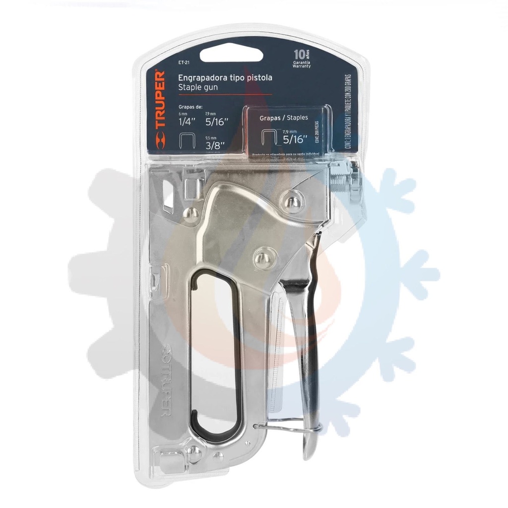 Engrapadora tipo pistola para 1/4", 5/16", 3/8" con 200 grapas