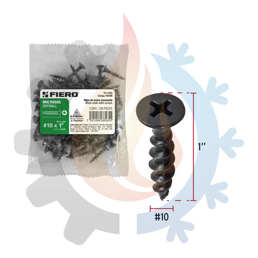 [44348] Bolsa con 100 Pijas Para Lamina #10x1, Marca: Fiero