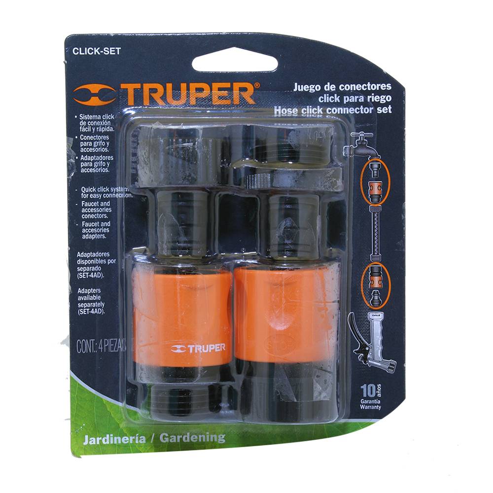 Juego de 5 conectores 3/4 rapidos de ABS, sistema click 