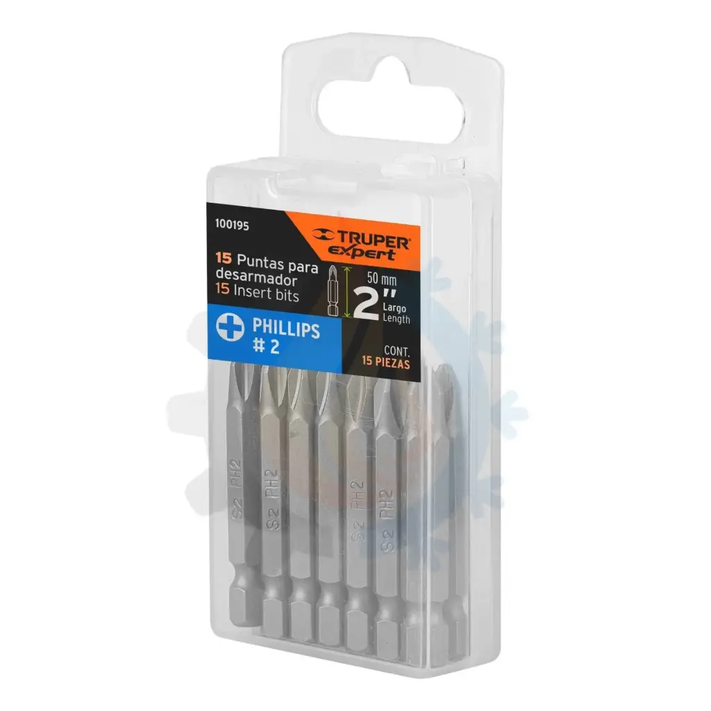 Estuche con 15 puntas de cruz ph2 largo 2"