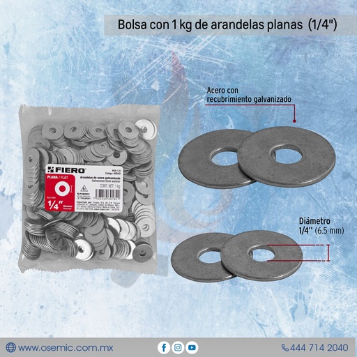 Bolsa con 1 kg de arandelas planas 