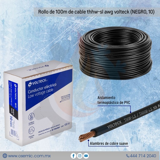 Rollo de 100m de cable thhw-sl awg volteck