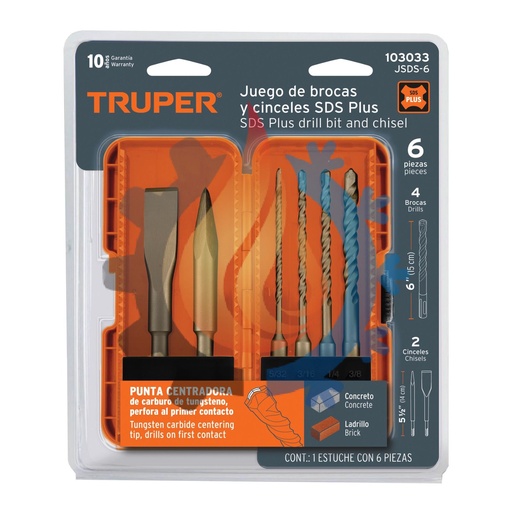 [103033] Juego de 6 brocas y cinceles sds plus en estuche 